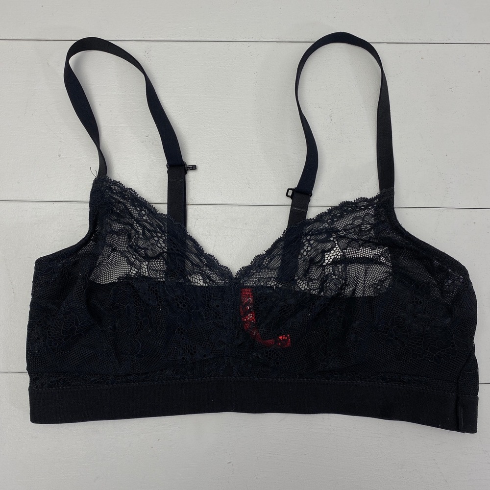Spanx Spotlight on Lace Bralette Small‎ Black Sheer Floral Wire Free 10124R